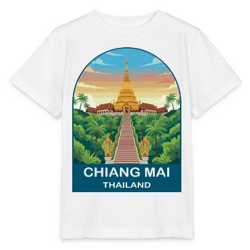 Chiang Mai Thailand Doi Suthep Reiseplakat-Kunst - Stanley/Stella Kinder T-Shirt MINI CREATOR  - Weiß - Vorne - Maike (125cm)