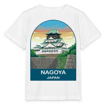 Nagoya Japan Castle Vintage-Reiseplakat-Kunst - Stanley/Stella Kinder T-Shirt MINI CREATOR  - Weiß - Vorne - Maike (125cm)