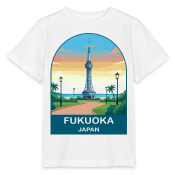 Fukuoka Japan Seaside Tower Travel Poster - Stanley/Stella MINI CREATOR Kids’ T-Shirt - white - Front - Maike (125cm)