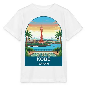 Kobe Japan Port Tower Vintage-Reisekunst - Stanley/Stella Kinder T-Shirt MINI CREATOR  - Weiß - Vorne - Maike (125cm)