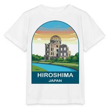 Art d’affiches de voyage vintage à Hiroshima Japan - T-shirt bio MINI CREATOR Stanley/Stella Enfant - blanc - Devant - Maike (125cm)