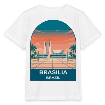 Brasilia Brazil Skyline Vintage Travel Poster - Stanley/Stella MINI CREATOR Kids’ T-Shirt - white - Front - Maike (125cm)