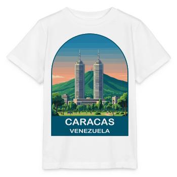 Caracas Venezuela Skyline Vintage Travel Poster - Stanley/Stella MINI CREATOR Kids’ T-Shirt - white - Front - Maike (125cm)
