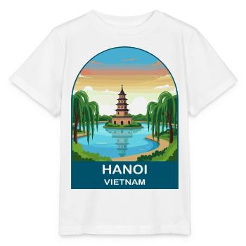 Hanoi Vietnam Pagode Vintage-Reiseposter - Stanley/Stella Kinder T-Shirt MINI CREATOR  - Weiß - Vorne - Maike (125cm)