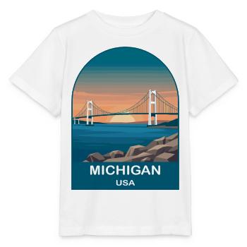 Art d’affiches de voyage vintage Michigan USA - T-shirt bio MINI CREATOR Stanley/Stella Enfant - blanc - Devant - Maike (125cm)