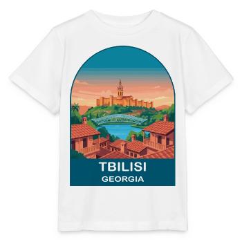 Tbilisi Georgia Vintage Skyline Travel Poster - Stanley/Stella MINI CREATOR Kids’ T-Shirt - white - Front - Maike (125cm)