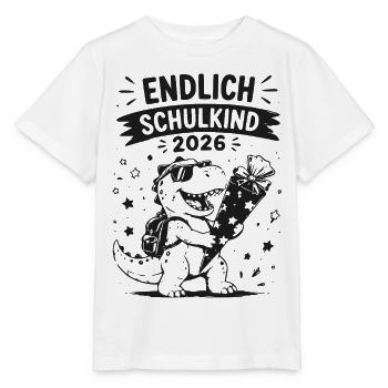 Endlich Schulkind 2026 Dino Feier - Stanley/Stella Kinder T-Shirt MINI CREATOR  - Weiß - Vorne - Maike (125cm)