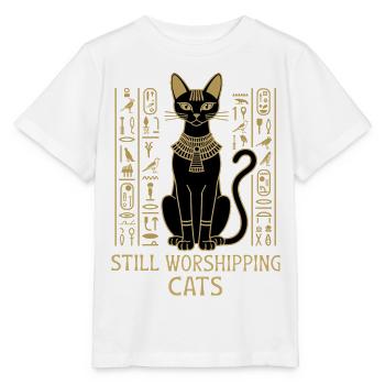 Still Worshipping Cats – Egyptian Cat Hieroglyphic - Stanley/Stella MINI CREATOR Kids’ T-Shirt - white - Front - Maike (125cm)