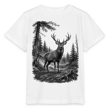 Majestic Deer in Nature in Drawing Style - Stanley/Stella MINI CREATOR Kids’ T-Shirt - white - Front - Maike (125cm)