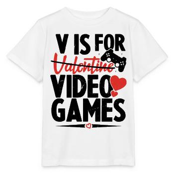 V ist für Videospiele Lustiger Valentinstag - Stanley/Stella Kinder T-Shirt MINI CREATOR  - Weiß - Vorne - Maike (125cm)