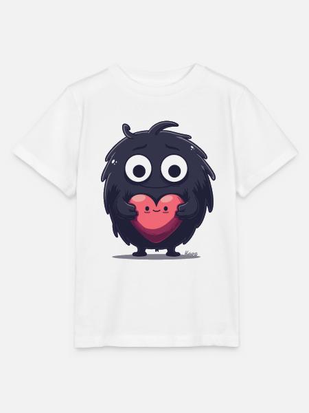 Flauschiges Monster mit Herz - Stanley/Stella Kinder T-Shirt MINI CREATOR - Weiß