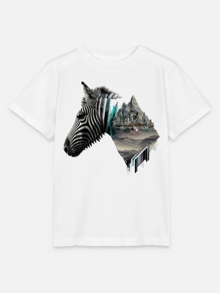 Zebra Berge Geschenk Frau Kunst Tiere Zoo Zebras - Stanley/Stella Kinder T-Shirt MINI CREATOR - Weiß