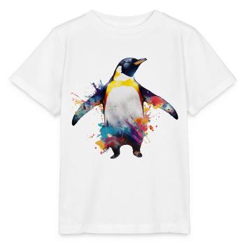 Pinguin Kunst Bunt Geschenk Tiermotiv Tier Zoo - Stanley/Stella Kinder T-Shirt MINI CREATOR  - Weiß - Vorne - Maike (125cm)