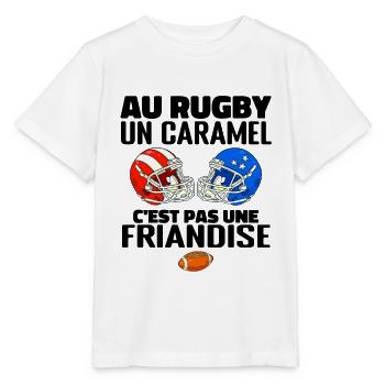 Au Rugby Un Caramel C'est Pas Une Friandise, rugby - T-shirt bio MINI CREATOR Stanley/Stella Enfant - blanc - Devant - Maike (125cm)