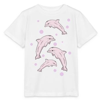 Four dolphins, sea - Stanley/Stella MINI CREATOR Kids’ T-Shirt - white - Front - Maike (125cm)