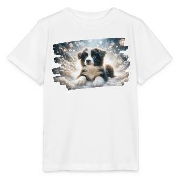Rêve d’hiver avec chiot border colly dans la neige - T-shirt bio MINI CREATOR Stanley/Stella Enfant - blanc - Devant - Maike (125cm)