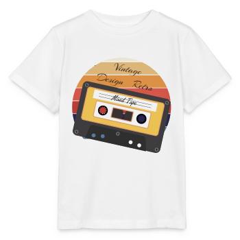 Cassette audio rétro vintage - T-shirt bio MINI CREATOR Stanley/Stella Enfant - blanc - Devant - Maike (125cm)