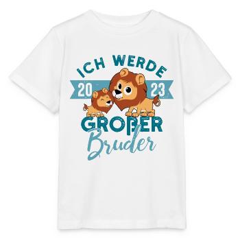Löwe Einzelkind Schwangerschaft Großer Bruder 2023 - Stanley/Stella Kinder T-Shirt MINI CREATOR  - Weiß - Vorne - Maike (125cm)