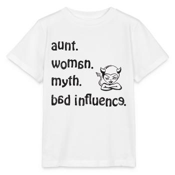 étonné. Femme. mythe. Mauvaise influence - Rétro - T-shirt bio MINI CREATOR Stanley/Stella Enfant - blanc - Devant - Maike (125cm)
