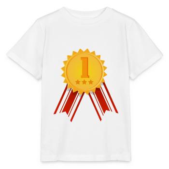 1. Platz - Sieger - Siegermedaille Größe anpassbar - Stanley/Stella Kinder T-Shirt MINI CREATOR  - Weiß - Vorne - Maike (125cm)