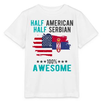 Half American Half Serbian - Stanley/Stella MINI CREATOR Kids’ T-Shirt - white - Front - Maike (125cm)