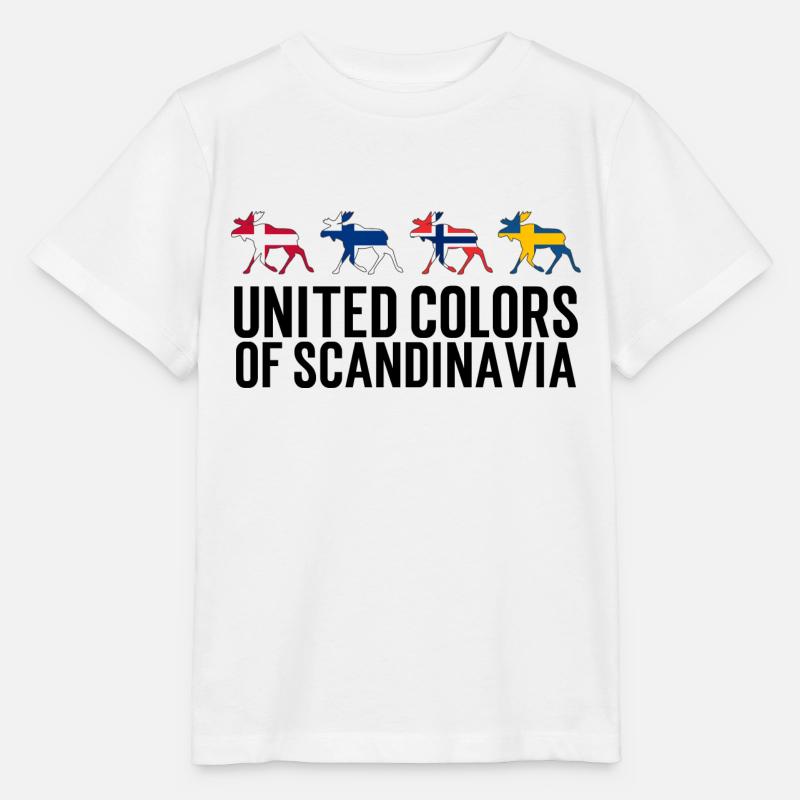 Drapeaux scandinaves en forme d’orignal - T-shirt bio MINI CREATOR Stanley/Stella Enfant - blanc