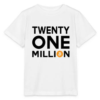 Bitcoin Twenty One Million - Stanley/Stella Kinder T-Shirt MINI CREATOR  - Weiß - Vorne - Maike (125cm)
