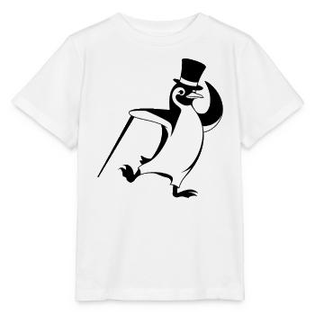 Stylish penguin with top hat and walking stick - Stanley/Stella MINI CREATOR Kids’ T-Shirt - white - Front - Maike (125cm)