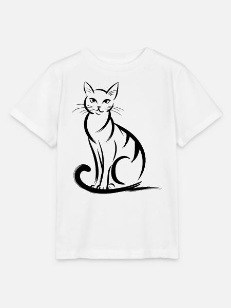 Stilvolle Katzenschönheit Im Minimalistischen Look - Stanley/Stella Kinder T-Shirt MINI CREATOR  - Weiß
