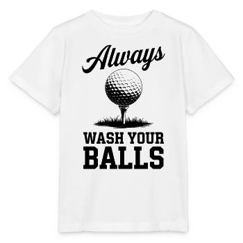 Golfer Lustiger Golf-Wortwitz: Always Wash Your - Stanley/Stella Kinder T-Shirt MINI CREATOR  - Weiß - Vorne - Maike (125cm)