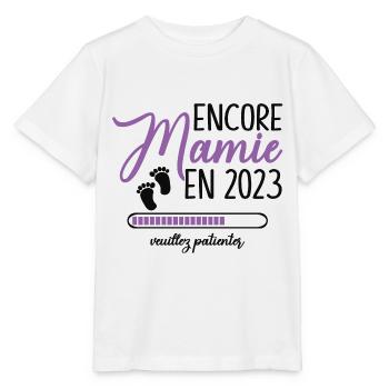 Encore Mamie 2023 Cadeau Future Grand Mère - T-shirt bio MINI CREATOR Stanley/Stella Enfant - blanc - Devant - Maike (125cm)