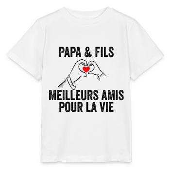Papa Et Fils Meilleurs Amis Pour La Vie | Cadeau - T-shirt bio MINI CREATOR Stanley/Stella Enfant - blanc - Devant - Maike (125cm)