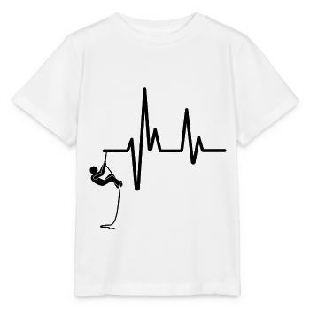 Kletterer beim abseilen mit Herzschlag - Stanley/Stella Kinder T-Shirt MINI CREATOR  - Weiß - Vorne - Maike (125cm)