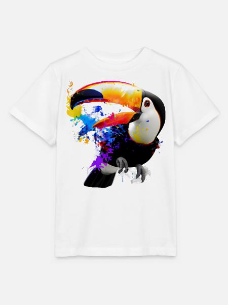 Farbige Toucan-Illustration - Stanley/Stella Kinder T-Shirt MINI CREATOR - Weiß