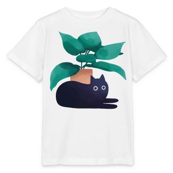 Katzen vor Blumentopf - Stanley/Stella Kinder T-Shirt MINI CREATOR  - Weiß - Vorne - Maike (125cm)