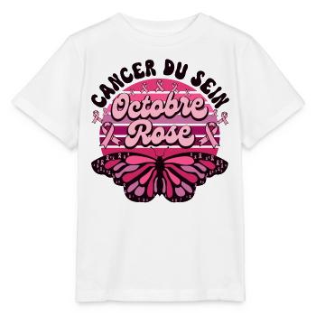 Papillon Retro Cancer Du Sein Octobre Rose - T-shirt bio MINI CREATOR Stanley/Stella Enfant - blanc - Devant - Maike (125cm)