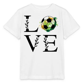 Fußball Mädchen LOVE Herzschlag Fußballerin - Stanley/Stella Kinder T-Shirt MINI CREATOR  - Weiß - Vorne - Maike (125cm)