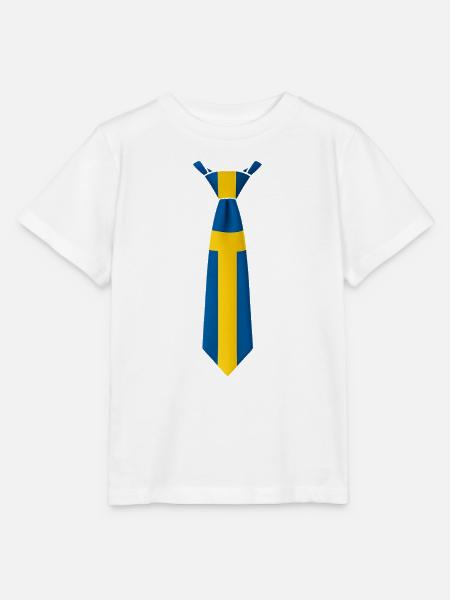 Schwedisches Flaggen-Krawattendesign mit gestreifter Krawatte - Stanley/Stella Kinder T-Shirt MINI CREATOR  - Weiß