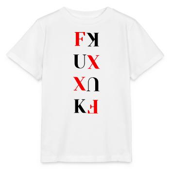 Rot-Schwarz-Typografieblock - Stanley/Stella Kinder T-Shirt MINI CREATOR  - Weiß - Vorne - Maike (125cm)