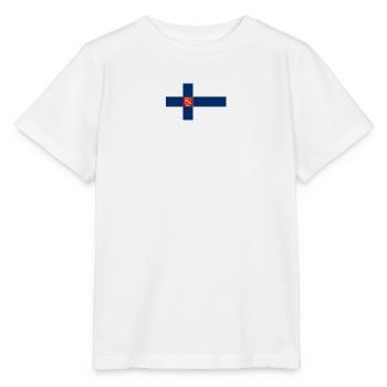 Staatsflagge von Finnland (klein) - Stanley/Stella Kinder T-Shirt MINI CREATOR  - Weiß - Vorne - Maike (125cm)