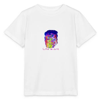 La vie est l’art, Art, Art abstrait, Peinture - T-shirt bio MINI CREATOR Stanley/Stella Enfant - blanc - Devant - Maike (125cm)