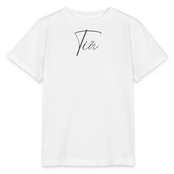 Princess Tia Crown Shirt – Name with letter T - Stanley/Stella MINI CREATOR Kids’ T-Shirt - white - Front - Maike (125cm)