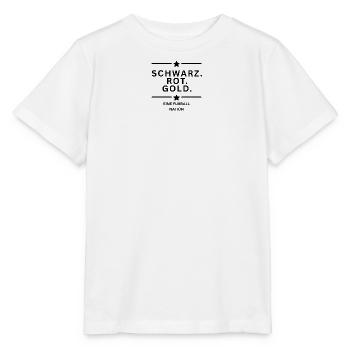 Schwarz Rot Gold – Eine Fußball Nation Shirt - Stanley/Stella Kinder T-Shirt MINI CREATOR  - Weiß - Vorne - Maike (125cm)