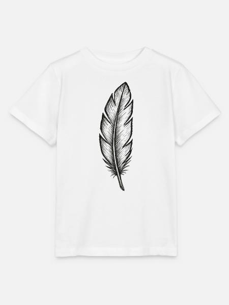 Schwarze Glitzer-Feder mit Struktur - Stanley/Stella Kinder T-Shirt MINI CREATOR - Weiß