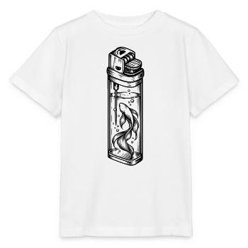 Betta-Fisch im Feuerzeug – Surrealistisches Aquarium - Stanley/Stella Kinder T-Shirt MINI CREATOR  - Weiß - Vorne - Maike (125cm)