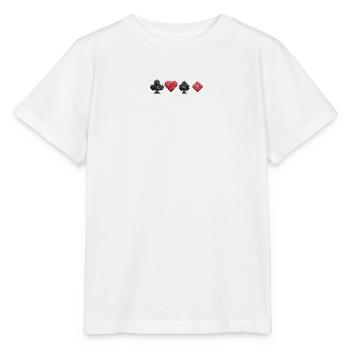 Kreuz Herz Pik Karo Quer Poker, Skat & Blackjack - Stanley/Stella Kinder T-Shirt MINI CREATOR  - Weiß - Vorne - Maike (125cm)