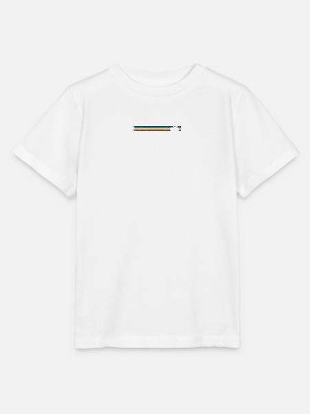 Retro-Fahrrad auf Rainbow Stripes - Stanley/Stella Kinder T-Shirt MINI CREATOR - Weiß