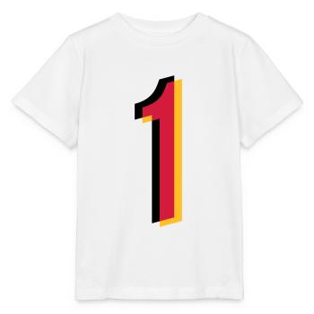 1 Numéro Allemagne Numéro de Maillot Noir Rouge Or - T-shirt bio MINI CREATOR Stanley/Stella Enfant - blanc - Devant - Maike (125cm)