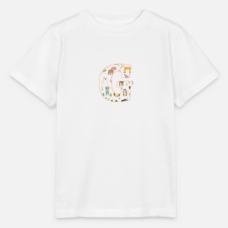 Buchstabe G, Monogramm, Tiermuster - Stanley/Stella Kinder T-Shirt MINI CREATOR  - Weiß