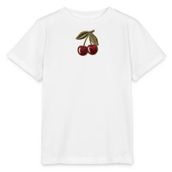 Kirschen Stickoptik Patch Design - Stanley/Stella Kinder T-Shirt MINI CREATOR  - Weiß - Vorne - Maike (125cm)